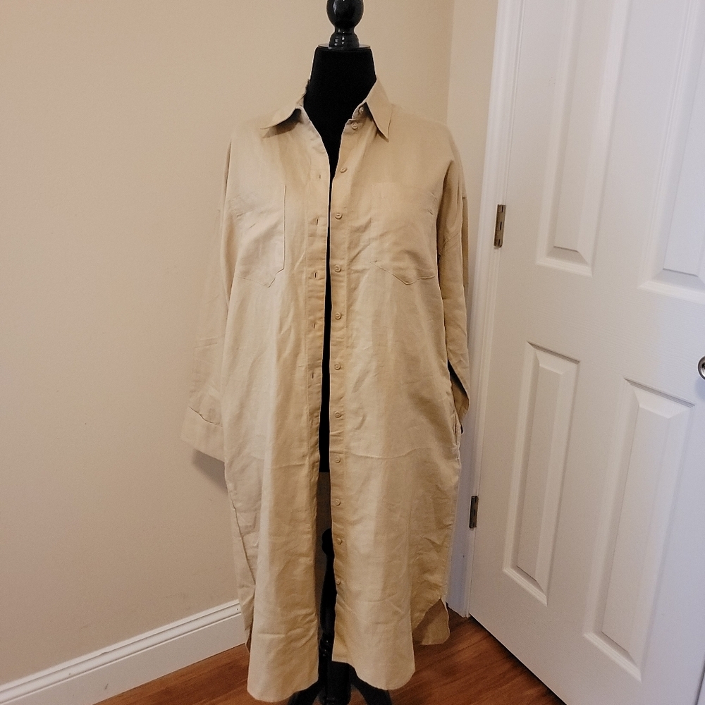 Esprit NWT Oversized Button Down Trench Coat Dress Size 8 - Picture 3 of 10